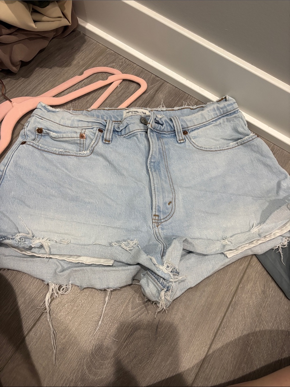 Light Blue Distressed Denim Jean Shorts